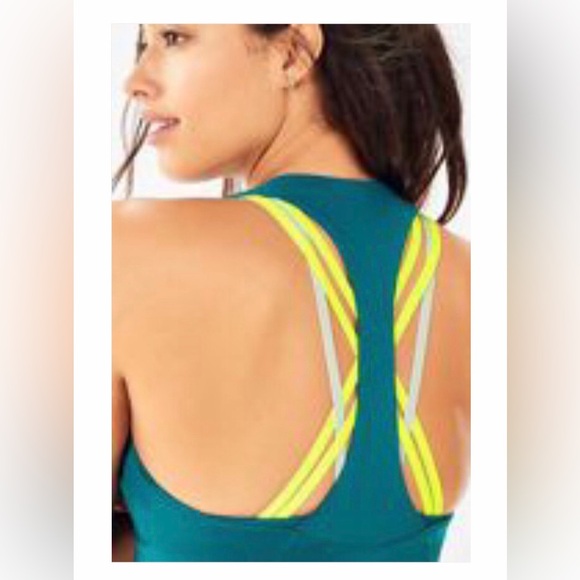 Fabletics 3 pieces athletic matching set, crisscross back, color block - Picture 7 of 11